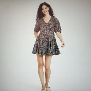 NWT Universal Thread Bell Elbow Sleeve Mini A-Line Dress Size Large Black Cream